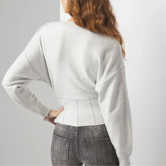 WHBM Elegant Light Heather Gray Pullover Sweater - Picture 2 of 12